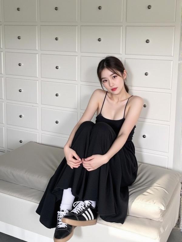 Dream Clothes👗กระโปรงผู้หญิง💟ชุดเดรสแฟชั่น สลิง กระโปรงสีดำ เปลือย กระโปรงสาวร้อน เวอร์ชั่นเกาหลี