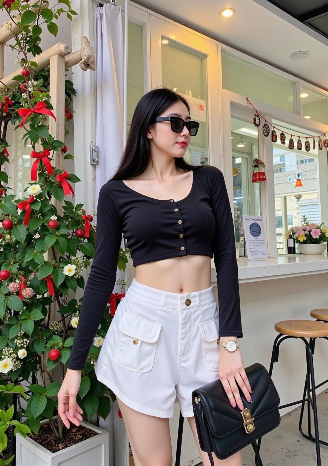 Mahaheng #ดาวิยาว#เสื้อครอปผู้หญิง ครอปแขนยาว คอกลม แต่งกระดุม สีสดใส มินิมอล แฟชั่นผู้หญิง ครอปแฟชั่น แฟชั่นเกาหลี ครอปแขนยาว เสื้อผ้าแฟชั่น