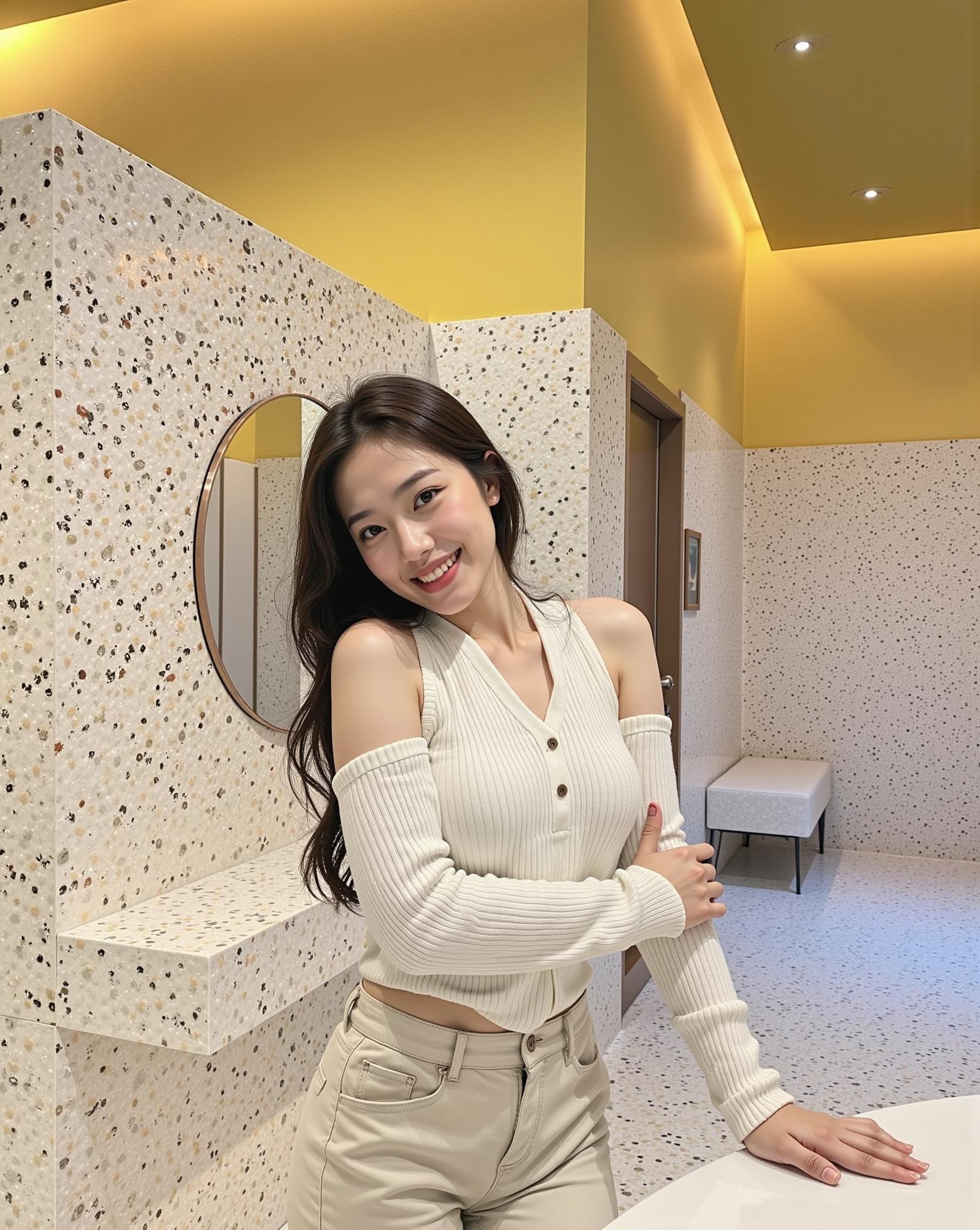 Auroraพร้อมส่ง(รูปถ่ายจากงานจริง) เสื้อแขนยาว ไหมพรม เปิดไหล่ คล้องคอ ดีเทลกระดุมเสื้อเฉียงผ้าร่อง เรียบหรูดูแพงมาก ผ้าร่องใส่สบาย 37015 ผู้หญิง Clothing